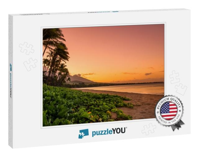 Maui Sunset with Green Plants... Jigsaw Puzzle