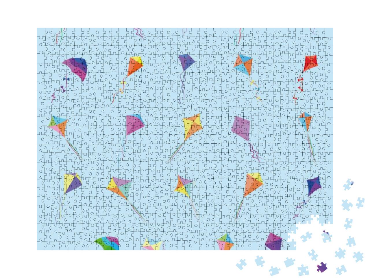 Abstract Cute Kites on a Blue Background... Jigsaw Puzzle with 1000 pieces