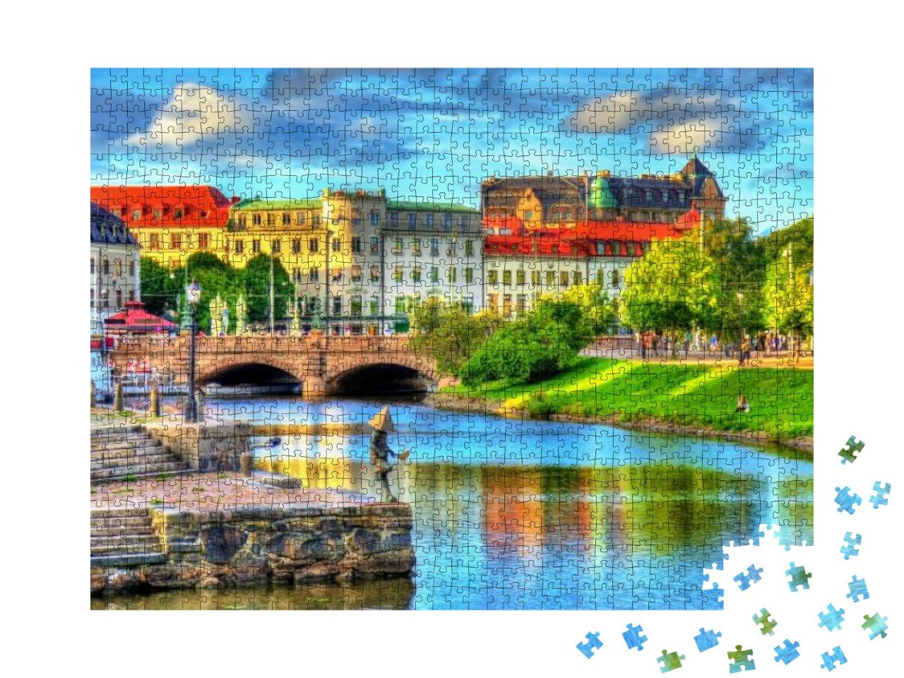 Canal in the Historic Center of Gothenburg, Sweden... Jigsaw Puzzle with 1000 pieces