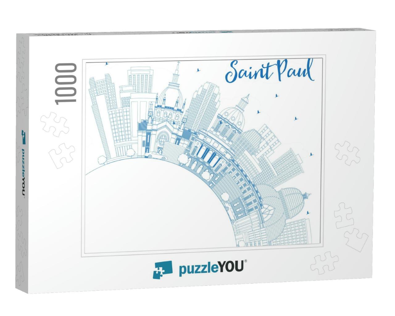 Outline Saint Paul Minnesota City Skyline with Blue Build... Jigsaw Puzzle with 1000 pieces
