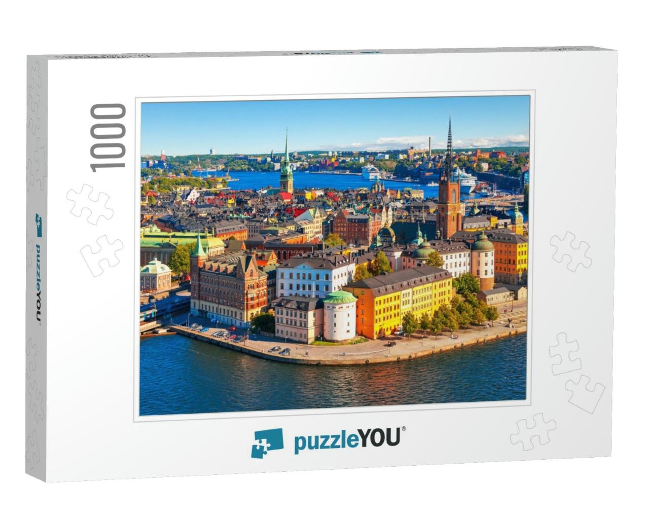 Scenic Summer Aerial Panorama of the Old Town Gamla Stan... Jigsaw Puzzle with 1000 pieces