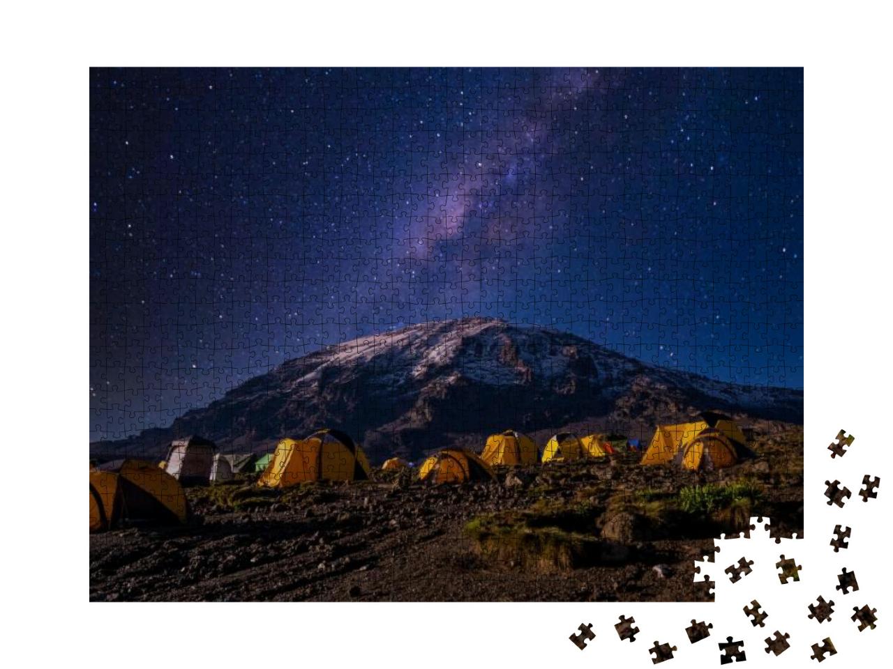 Beautiful View of the Milky Way Over Mount Kilimanjaro, T... Jigsaw Puzzle with 1000 pieces