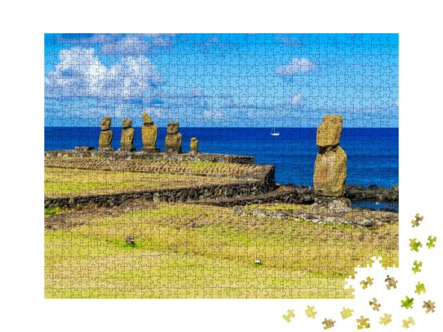 Ahu Tahai, Ahu Vai Uri & Pacific Ocean At Tahat Archaeolo... Jigsaw Puzzle with 1000 pieces