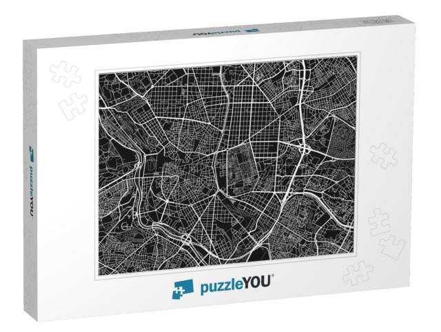 Black & White Vector City Map of Madrid with Well Organiz... Jigsaw Puzzle