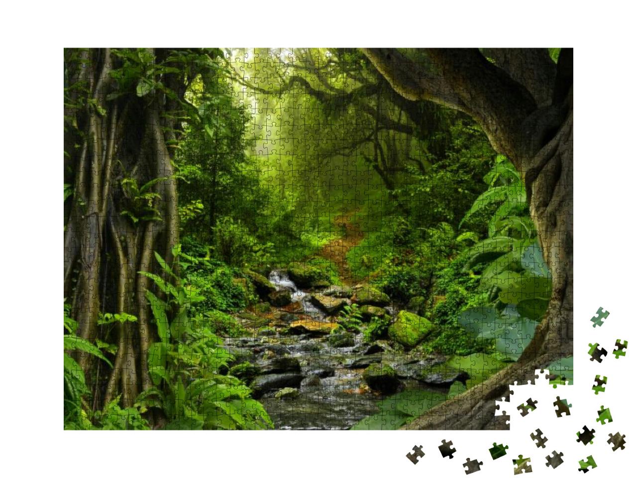 Tropical Jungle with River... Jigsaw Puzzle with 1000 pieces
