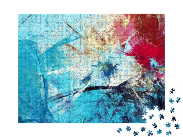Winter Morning. Cold Blue Winter Pattern with Lighting Ef... Jigsaw Puzzle with 1000 pieces