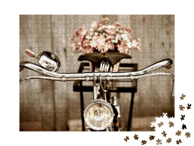 Old Bicycle & Flowers Blur in Background Process in Vinta... Jigsaw Puzzle with 1000 pieces