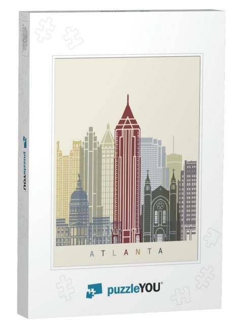 Atlanta Skyline Poster in Editable Vector File... Jigsaw Puzzle