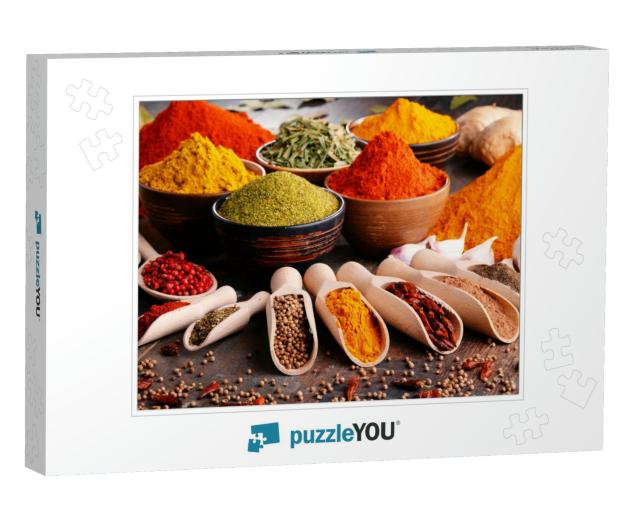 Variety of Spices & Herbs on Kitchen Table... Jigsaw Puzzle