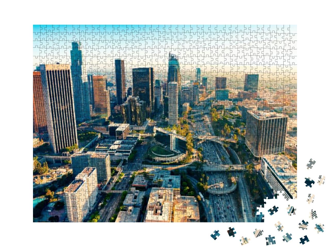 Aerial View of a Downtown Los Angeles At Sunset... Jigsaw Puzzle with 1000 pieces