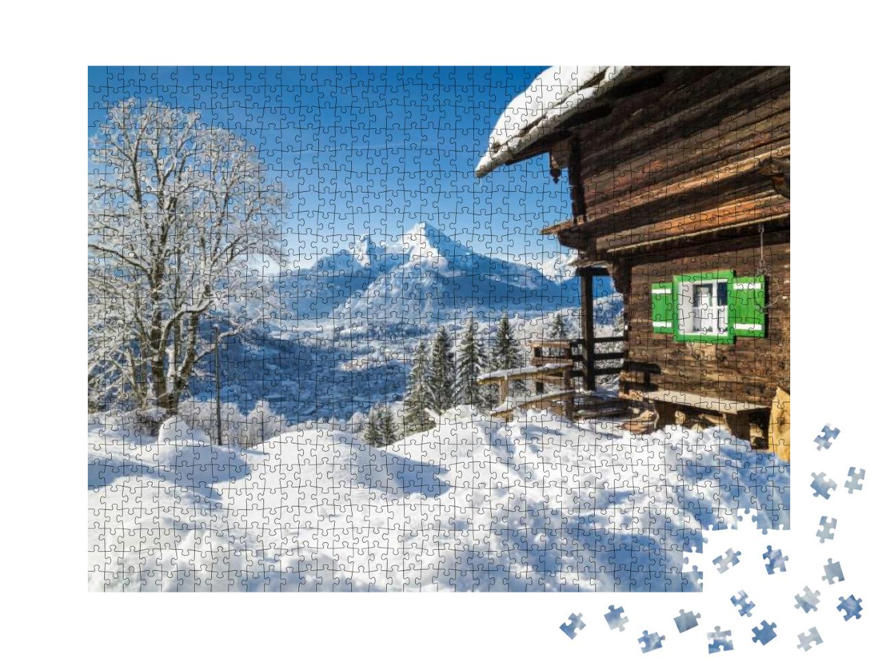 Panoramic View of Scenic White Winter Wonderland Mountain... Jigsaw Puzzle with 1000 pieces