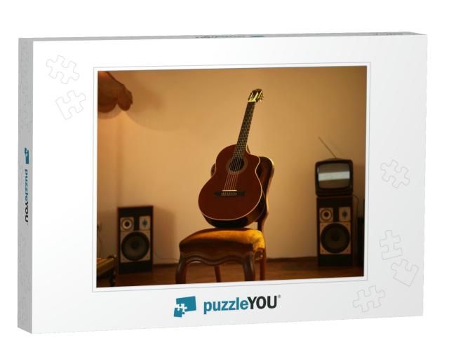 Acoustic Guitar in a Retro Vintage Room... Jigsaw Puzzle