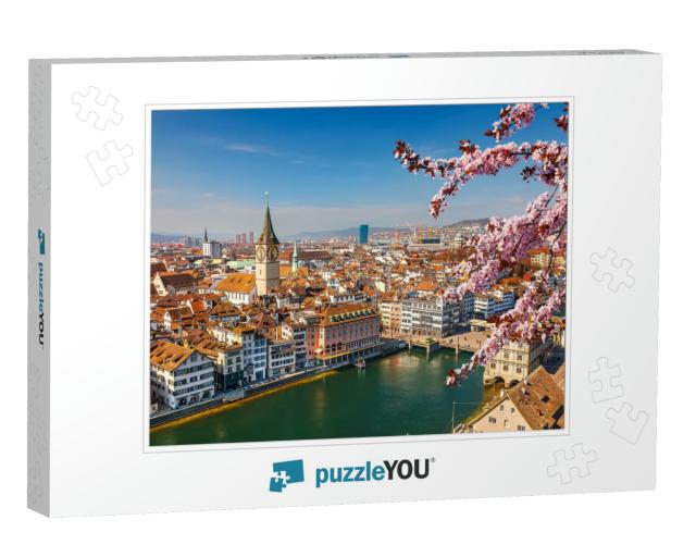 Downtown of Zurich At Spring Sunny Day... Jigsaw Puzzle