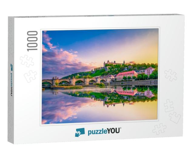 Marienberg Fortress & the Old Main Bridge Reflecting in R... Jigsaw Puzzle with 1000 pieces