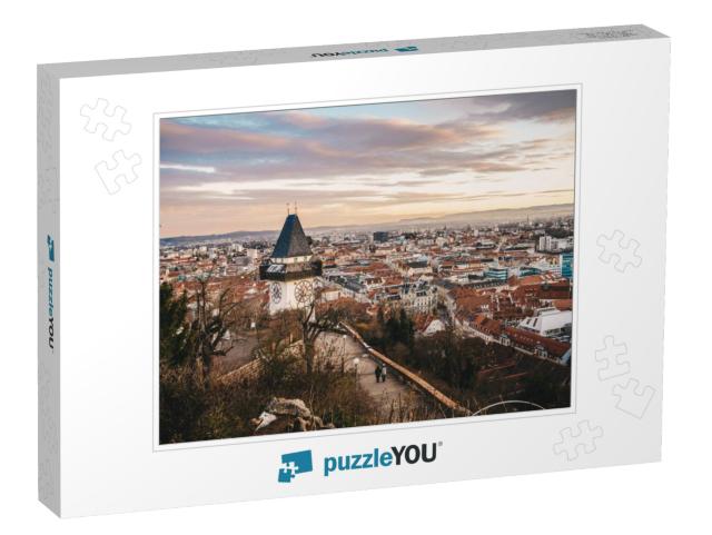 Graz from Above. Sunset in Graz, Austria... Jigsaw Puzzle