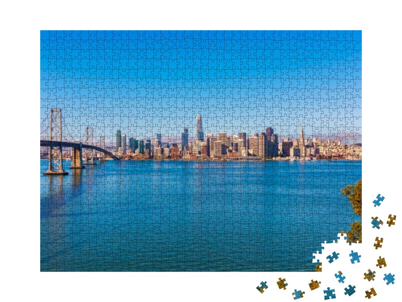 Skyline of San Francisco, California, USA with Bay Bridge... Jigsaw Puzzle with 1000 pieces