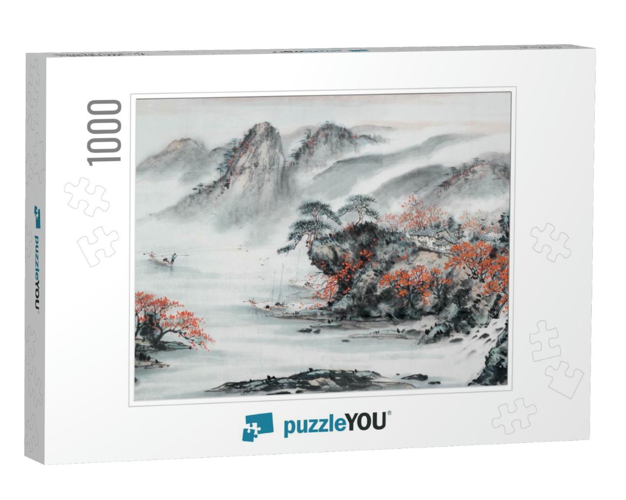 Landscape Painting. Traditional Chinese Painting... Jigsaw Puzzle with 1000 pieces