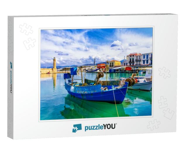 Pictorial Colorful Greece Series - Rethymnon with Old Lig... Jigsaw Puzzle