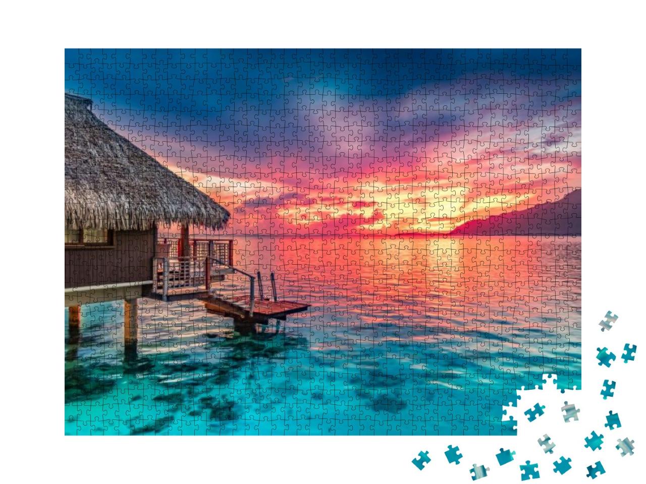 Stunning Colorful Sunset Sky on the Horizon of Moorea, th... Jigsaw Puzzle with 1000 pieces