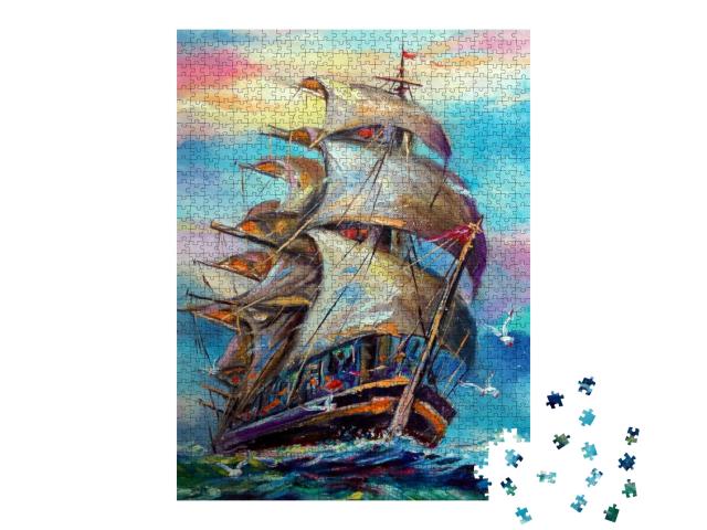Art Painting Oil Color Sailboat... Jigsaw Puzzle with 1000 pieces