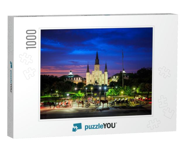 Saint Louis Cathedral & Jackson Square in New Orleans, Lo... Jigsaw Puzzle with 1000 pieces