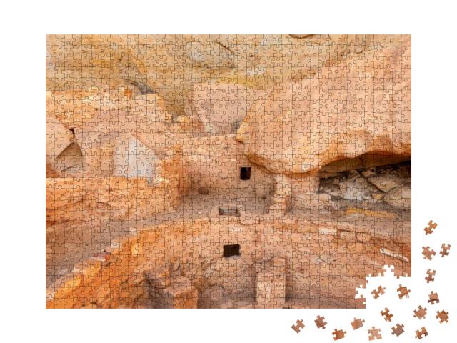 Usa, Colorado. Mesa Verde National Park, Remains of Wall... Jigsaw Puzzle with 1000 pieces