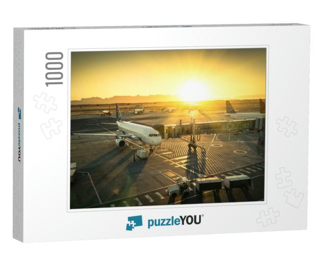 Airplane At the Terminal Gate Ready for Takeoff - Modern... Jigsaw Puzzle with 1000 pieces