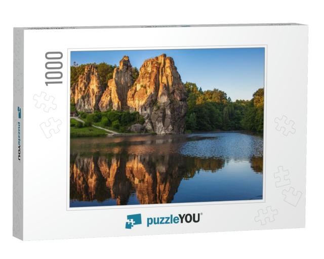 Externsteine. Sandstone Rock Formation Located in the Teu... Jigsaw Puzzle with 1000 pieces