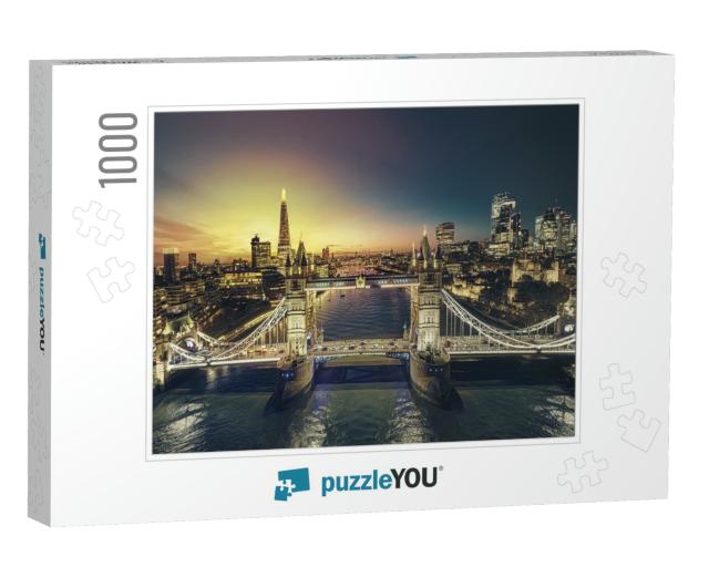 Sunset in London. Business Modern District View... Jigsaw Puzzle with 1000 pieces