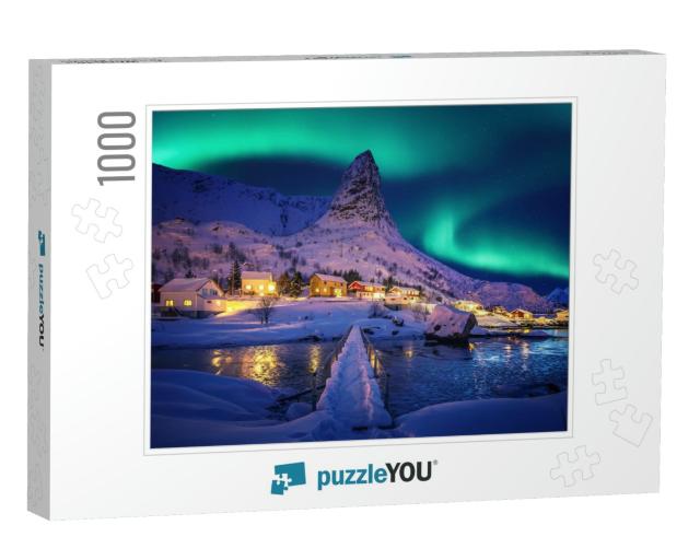 Amazing Wintry Landscape of Lofoten. Fantastic Winter Sea... Jigsaw Puzzle with 1000 pieces