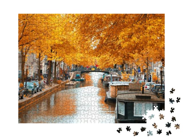 Amsterdam Autumn. Beautiful Places in Europe... Jigsaw Puzzle with 1000 pieces