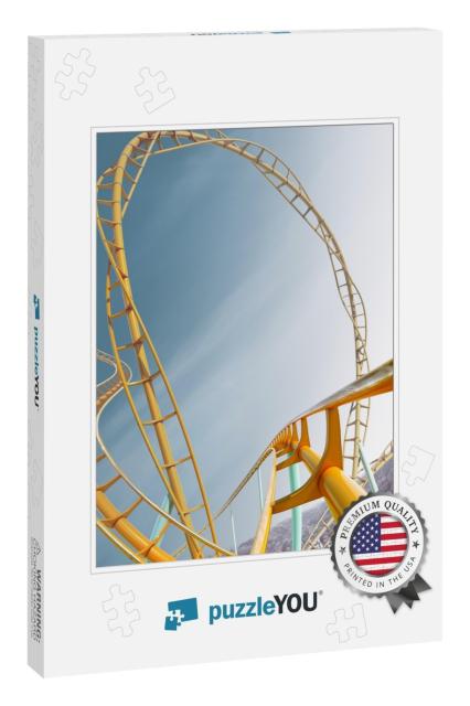 Roller-Coaster Background Blue Sky Empty 3D Illustration... Jigsaw Puzzle