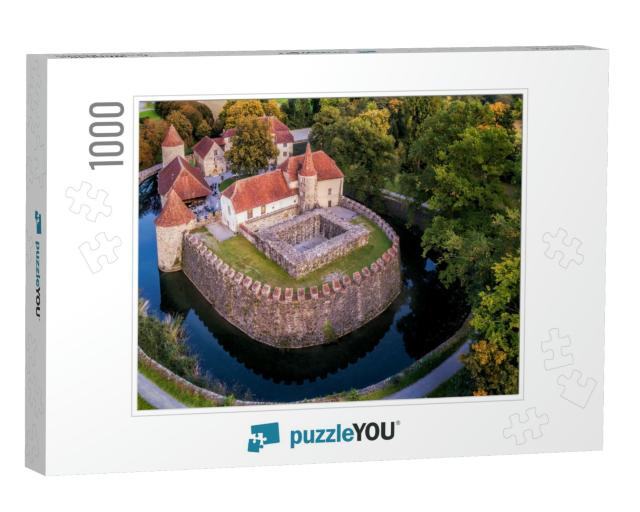The 13th Century Castle Wasserschloss Hallwyl in Aargau... Jigsaw Puzzle with 1000 pieces