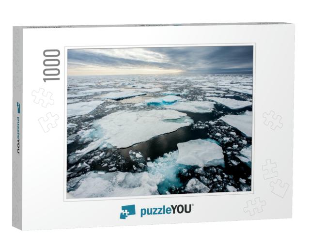 Dramatic Wide Angle View of Melting Arctic Sea Ice Floes... Jigsaw Puzzle with 1000 pieces