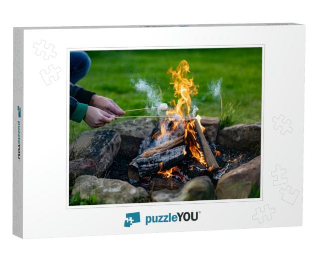 Toasting a Marshmallow on an Open Camp Fire Pit... Jigsaw Puzzle