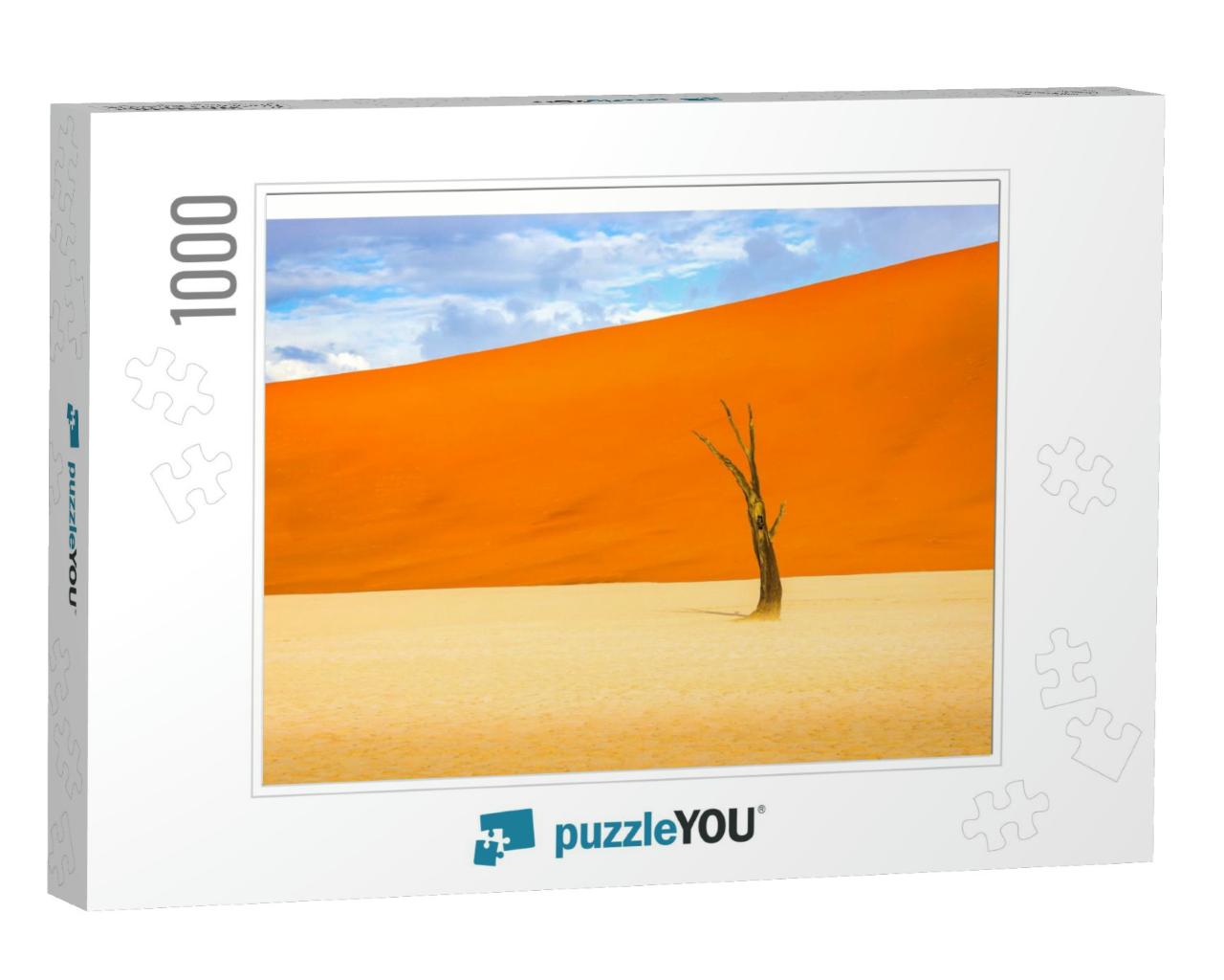Lonely Dead Tree in Orange Sand Sahara Desert... Jigsaw Puzzle with 1000 pieces