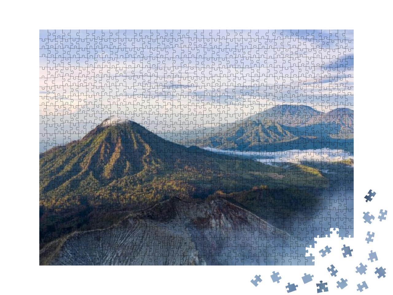Stunning Aerial View of a Beautiful Mountain Range Surrou... Jigsaw Puzzle with 1000 pieces