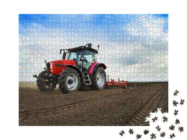 Farmer in Tractor Preparing Land for Sowing... Jigsaw Puzzle with 1000 pieces
