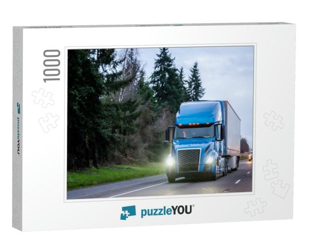 Big Rig Blue Industrial Diesel Semi Truck with Grille Gua... Jigsaw Puzzle with 1000 pieces