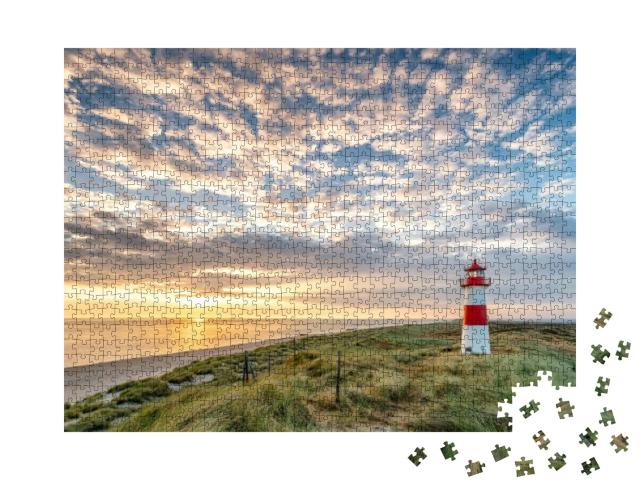 Red Lighthouse on the Island of Sylt in North Frisia, Sch... Jigsaw Puzzle with 1000 pieces