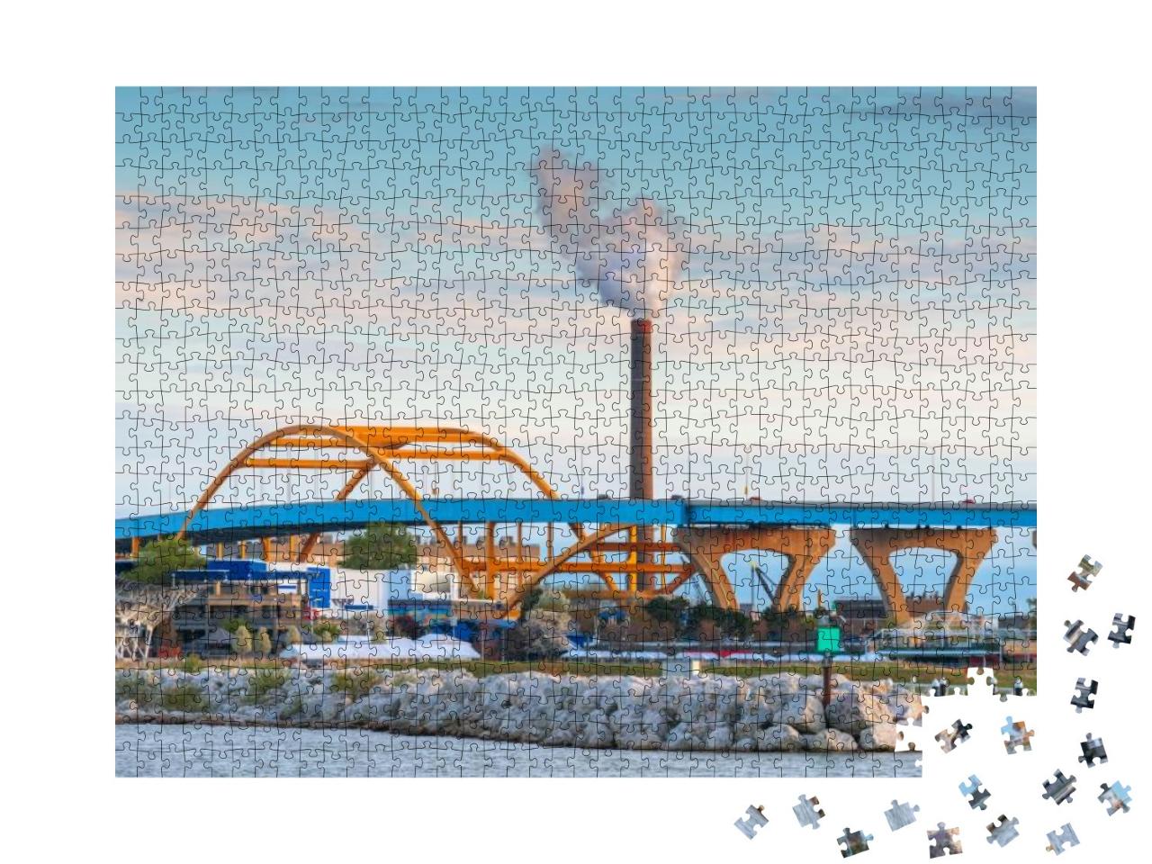 Milwaukee, Wisconsin, USA At Hoan Bridge & Lake Michigan... Jigsaw Puzzle with 1000 pieces