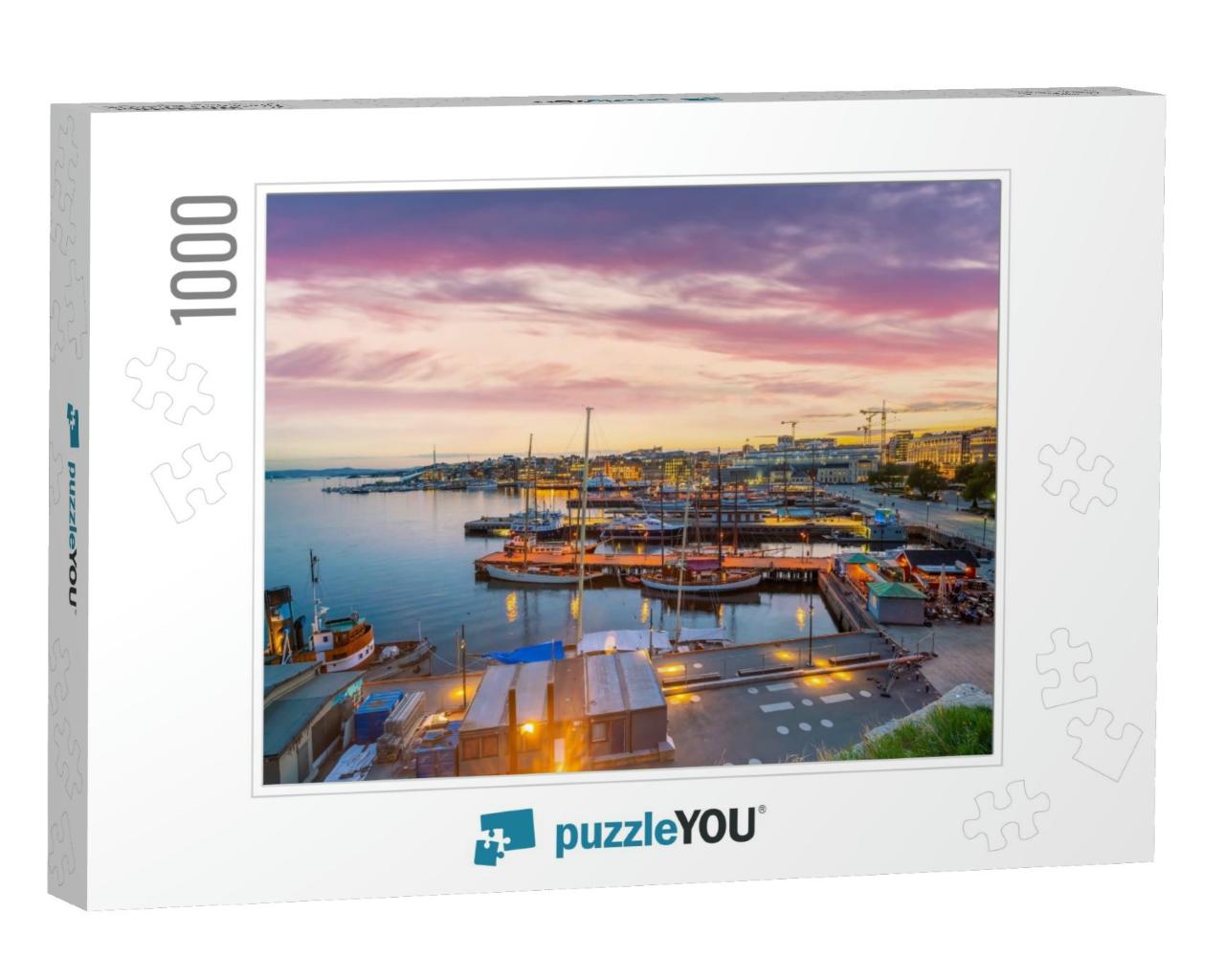 Oslo Downtown City Skyline Cityscape in Norway At Sunset... Jigsaw Puzzle with 1000 pieces