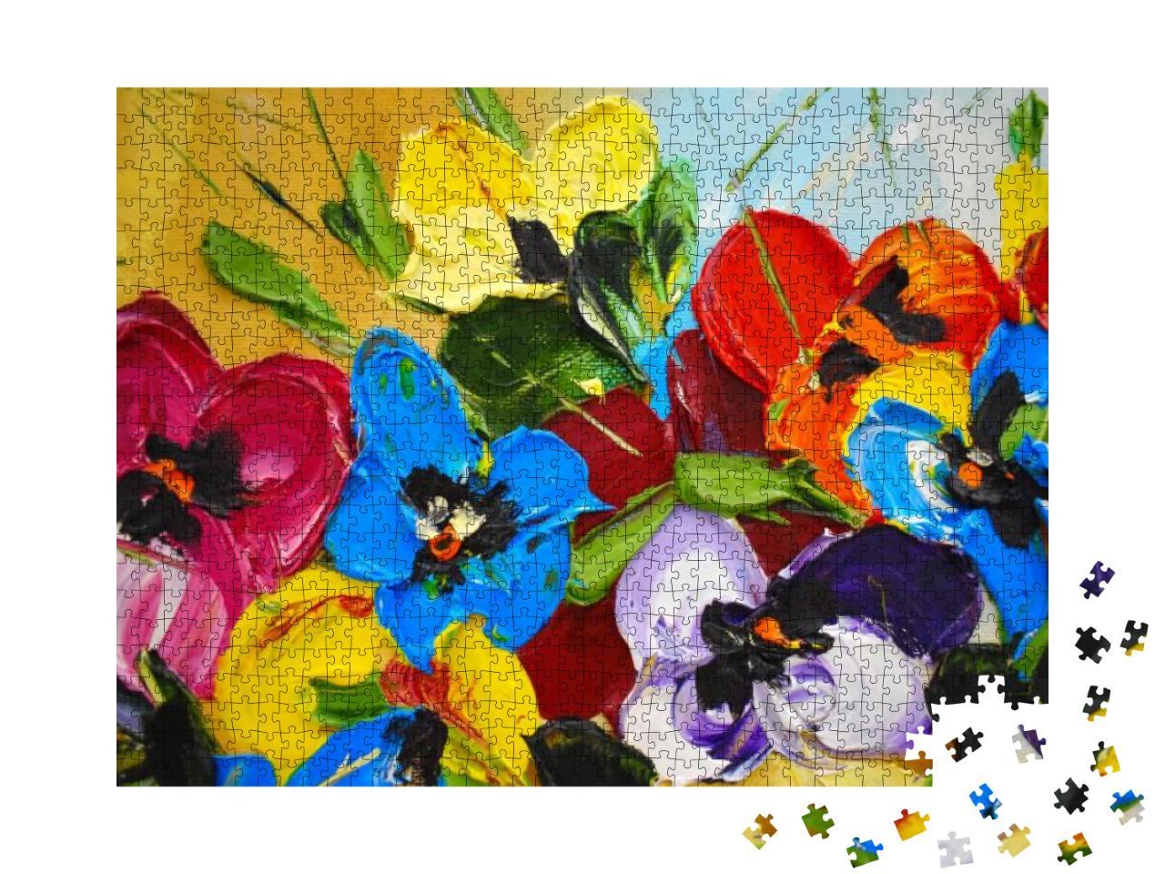 Fragment of an Oil Painting. Drawn Bright Multi-Colored F... Jigsaw Puzzle with 1000 pieces