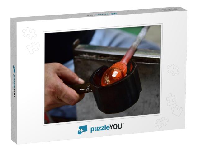 Glass blowing art and flame.Handmade glassware 4 Jigsaw Puzzle