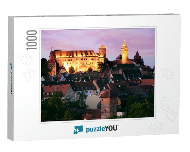 Illuminated Castle Kaiserburg in Nuremberg, Germany with... Jigsaw Puzzle with 1000 pieces