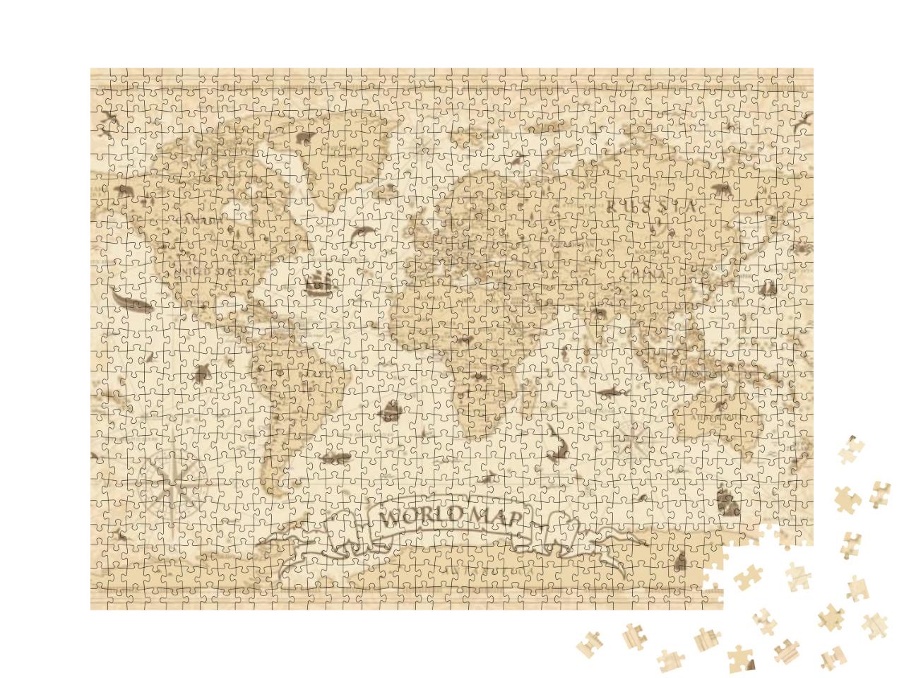 World Map Vintage Old-Style - Vector - Layers... Jigsaw Puzzle with 1000 pieces