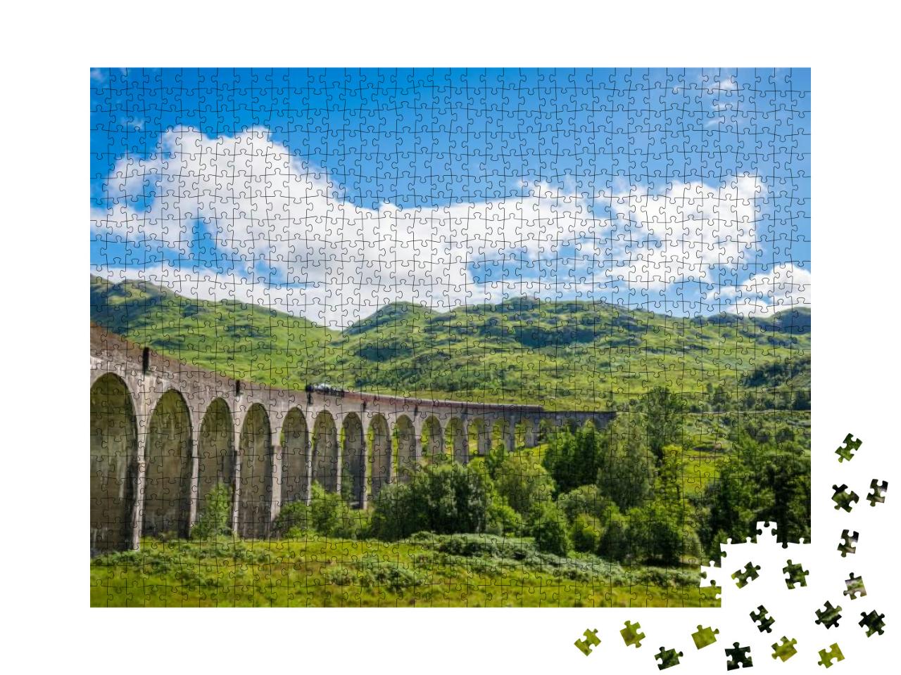 Steam Train Crossing the Famous Glenfinnan Viaduct in Wes... Jigsaw Puzzle with 1000 pieces