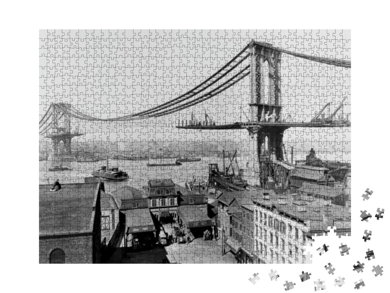 Manhattan Bridge Under Construction in 1909. the Bridge S... Jigsaw Puzzle with 1000 pieces