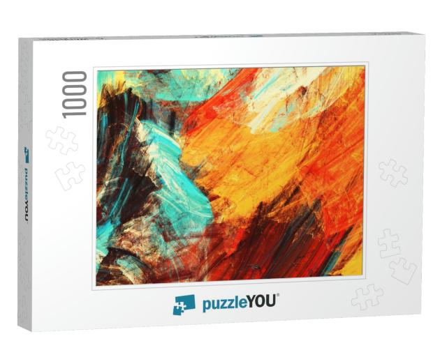 Bright Artistic Splashes. Abstract Painting Color Texture... Jigsaw Puzzle with 1000 pieces