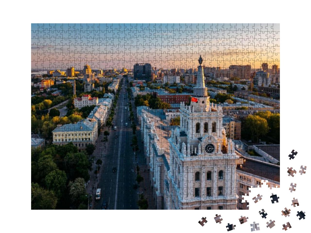 Evening Summer Voronezh, Aerial View. Tower of Management... Jigsaw Puzzle with 1000 pieces